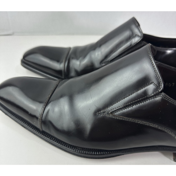Caporicci Made in Italy Black Leather Cap-Toe Slip-On Dress Shoes Men’s 8.5 G - Picture 12 of 16